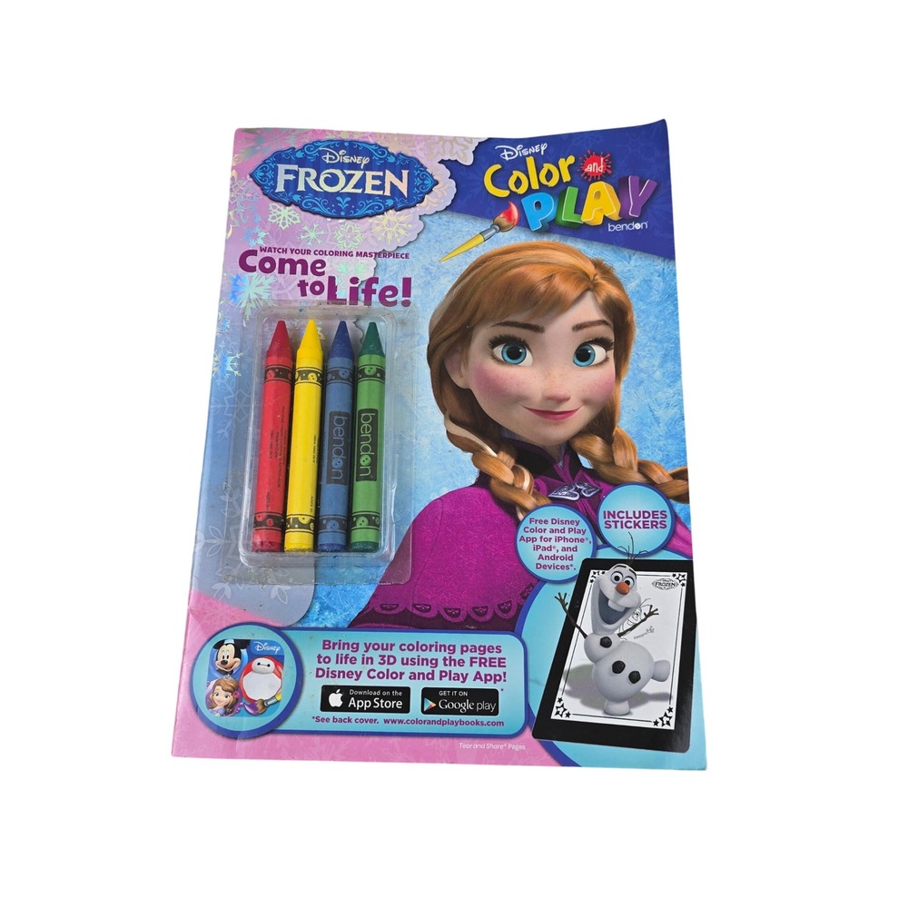 Disney Frozen Color and Play Coloring‎ Book Blue Anna Elsa Olaf Stickers Crayons